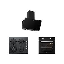 Silverline BO6501B01 - CS5429B01 - 3457 Soho 60 Siyah Cam Ankastre Set