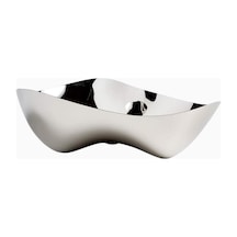 Crate & Barrel Daniel Humm Kromatik 15" Servis Kasesi, El Yapımı Paslanmaz Çelik Dekoratif Tabak & Kaseler Gümüş