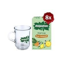 Yeşil Çay Açai Ananaslı Bardak Poşet Çay X 8 Ve Doğadan Cam Bardak Hediyeli