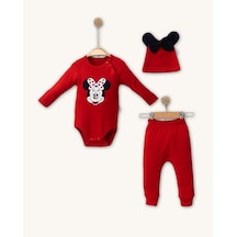 Cayzen Minnie Mouse Şapkalı 3lü Takım 4014241 Kırmızı