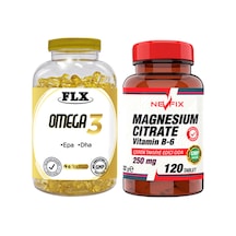 Omega 3 Balık Yağı 90 Softgel & Nevfix Magnesıum Cıtrate Vitamin B-6 120 Tablet