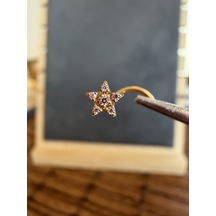 Yüksek Kalite G23 Titanium Yıldız Zirkon 6x0.8mm Altın Titanyum Hızma Piercing
