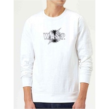 Wasp Logo Baskılı Beyaz Erkek Örme Sweatshirt