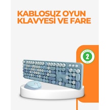 Kablosuz Retro Klavye Ve Mouse Seti 104 Tuşlu Sevimli Tasarım Diğer