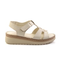 Bambi Bej Leather Kadın Sandalet K05087400603 Bej