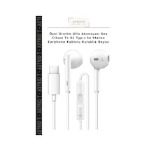 Özel Üretim Ofis Aksesuarı Ses Cihazı Tc-01 Typ-c To Stereo Earphone Kablolu Kulaklık Beyaz