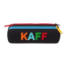 Kaff109 Üç Gözlü Renkli Fermuar Su Geçirmez Bondit Kumaş Peluş Baskıl Kalem Kutusu Kalemlik Siyah Genel
