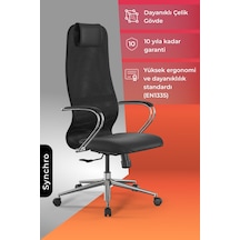 Ergolife Sit 8 Ofis Koltuğu Krom Ayaklı, Fileli, Yüksek Arkalıklı, Siyah, Bilgisayar Sandalyesi -1b9.55.1.403 Çok Renkli
