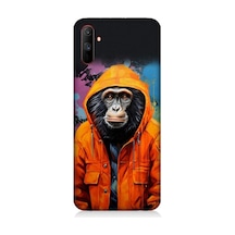 Realme C3 Uyumlu Kapşonlu Maymun Desenli Silikon Kılıf