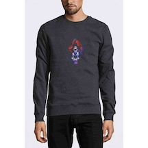 Anime Naruto Kakashi Baskılı Füme Antrasit Erkek Sweatshirt