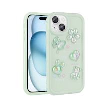 Apple Uyumlu iPhone 15 Plus Kabartma Figürlü Parlak Klfs Toys Silikon Kılıf-açık Yeşil Açik Yeşil