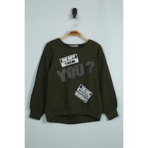 Toontoy Kız Çocuk Sweatshirt You Baskı Haki