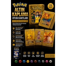 Pokemon Altın Kaplama Oyun Kartları Koleksiyon Kart Seti 9x6,5 Cm
