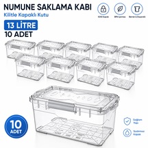 Numune Saklama Kabı 13 L - Kilit Kapaklı Kutu 10 Adet