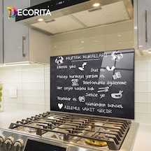 Decorita Mutfak Kuralları - Kara Tahta  Cam Ocak Arkası 49,5x76cm
