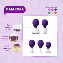 Silikon Vakumlu Cam Yüz Masaj Kupası 5'li Set Mor Çok Renkli