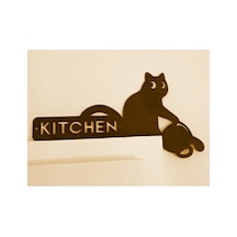 "kitchen" Yazılı Kedi Figürlü Mutfak Dekoru