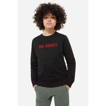 Mr Robot Baskılı Unisex Çocuk Siyah Sweatshirt (534642565) Siyah