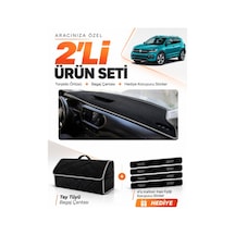 E-biz Volkswagen T-cross 2021-2023 Uyumlu Torpido Örtüsü + Tay Tüyü Çanta - Siyah-gri - Vw031