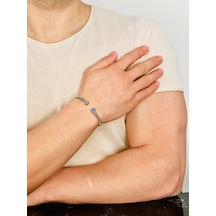 Gümüş Erkek Bileklik,0.60 Karat Safir Bileklik,şık Hediye