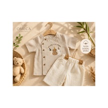Omeca Concept Erkek Bebek %100 Pamuk Ayıcık Nakışlı 2'li Takım Bej