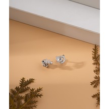 925 Ayar Rodyum Zirkon Taşlı Kedi Ve Balık Sevimli Minimal Gümüş Küpe