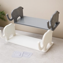Yapışkanlı Tutacaklı Plastik Etajer 12x31 Cm Beyaz/gri Renkli