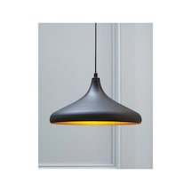 Metal Siyah Içi Altın Modern Spor Avize 35 Cm En Siyah