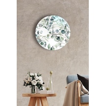 Çap 27 Cm Model 39 Dekoratif Cam Saat Beyaz - Yeşil