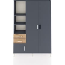 Arges Dolap 5 Raflı 2 Çekmeceli Tek Askılı 132x30x195 Antrasit-antrasit/çam Antrasıt/atlas Çam