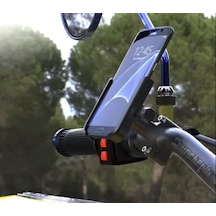 9098702174427 - Aluminyum Darbe Emici Motosiklet İçin Telefon Tutucu Motor Scooter İçin Telefon Tutucu Siyah