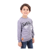 Toontoy Kids Toontoy Erkek Çocuk Football Baskılı Sweatshirt Koyu Gri