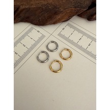 316 L Çerrahi Çelik 4 Lü Halka Küpe Seti Gold Renk Halka Küpe Çelik Küpe 8 Mm Füme