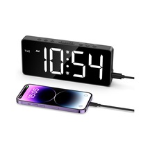 Tr Büyük Dijital Çalar Saat, Yatak Odası İçin Led Çalar Saat, Hafta Göstergeli 7 '' Şarj Edilebilir Masa Saati, Diğer