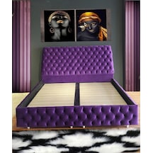 Nivabaza Çift Kişilik Sandıklı Baza Başlık Chester Purple Tüm Renklerde