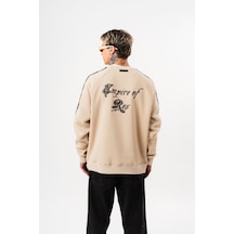 Respire Erkek Empire Of Res Nakışlı Oversize Sweatshirt Bej