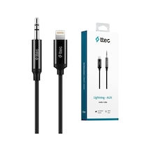 Aux To Lightning Apple Uyumlu iPhone Ses Kablosu 100 Cm, 1 Metre Siyah 2 Yıl li Yüksek Kalite - 2dk42 Standart
