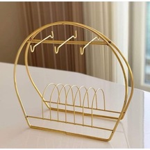 Gold Metal Kahve Fıncan Askı Aparatı Bej