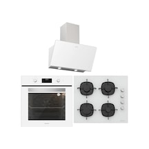 Silverline BO6502W02 - CS5335W01 - 3457 Soho 60 Beyaz Cam Ankastre Set
