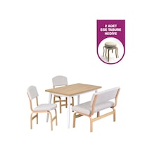 Vilinze Ege Sandalye Ve Bank Avanos Ahşap Mdf Mutfak Masası Takımı - 70x120 Cmtk-avns-70120-bbn-ege19n-peri50n-sbeyaz Kırık Beyaz