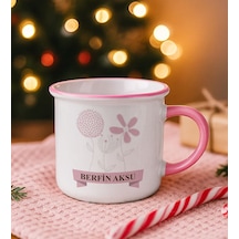 Bk Gift Kişiye Özel Çiçek Tasarımlı Pembe Emaye Kupa Bardak -18, Arkadaşa Hediye, Sevgiliye Hediye