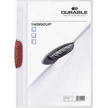 Durable Sıkıştırmalı Dosya Swingclip Ortadan Klipsli 30 Sayfa Kırmızı 25 Li Paket