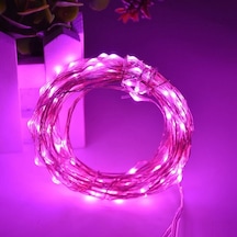Dekor Düğün Işıkları Pembe Pilli Led Işık Pembe 10 Metre Led Işık Pembe Pilli Işık Pink Led Light Pembe
