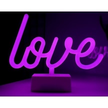 Neon Işıklı Love Yazılı Masa Gece Lambası Çok Renkli