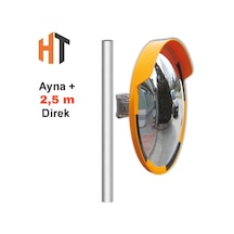 Trafik Güvenlik Aynası 80 Cm Sarı-siyah Ve 2,5 M Galvaniz Flanşlı Direk Set
