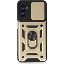 Newface Samsung Uyumlu Galaxy M14 5g Kılıf Pars Lens Yüzüklü Silikon - Gold Resimdeki