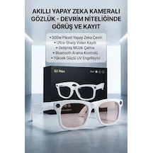 Kameralı Beyaz Akıllı Gözlük Yapay Zeka Destekli Şık Günlük Kullanım Premium