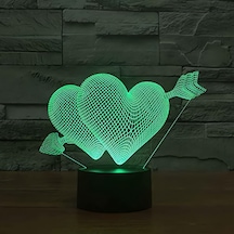 3d Dokunmatik Led Gece Lambası Pilli & Usb Bağlantılı Renk Değiştiren Masaüstü Kalp Ok Şekilli Siyah