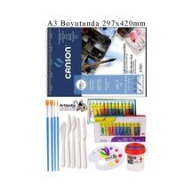Canson Çok Amaçlı Sanatsal Blok A3 200 Gr 20 Yaprak 1 Adet Fanart 12 Renk Yağlı Boya Fırça Palet Spatula Fırça Temizleme