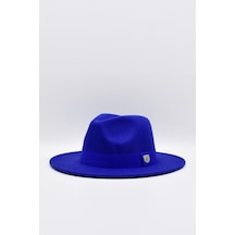 Külah Kadın Saks Mavi Boater Fedora Fötr Şapka Panama Kasket - Standart Saks Mavi